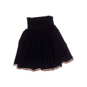 New HWR Anthropologie Pull On Skirt Size Large Black Crochet Trim Granny